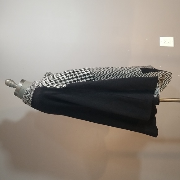 100% wool Katie Todd S/M jacket/cape/poncho type black grey patterned - Picture 5 of 12